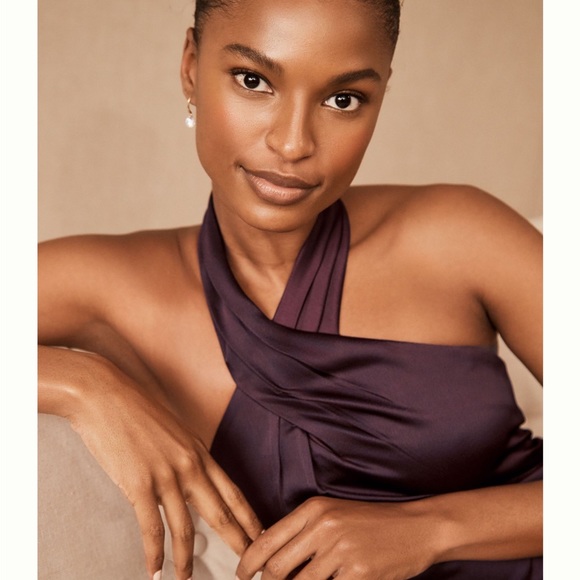 BHLDN Ruby Twist Halter Satin Gown - Picture 2 of 5